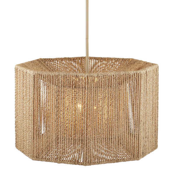 Mereworth Wrought Iron Chandelier with Abaca Rope Shade for Nautical-Inspired Interior Spaces