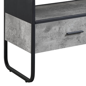 English Elm Raziela Modern Concrete Gray TV Stand with Black Metal Frame, Curved Edges, 42" Max, 2 Drawers Storage B2726P272968