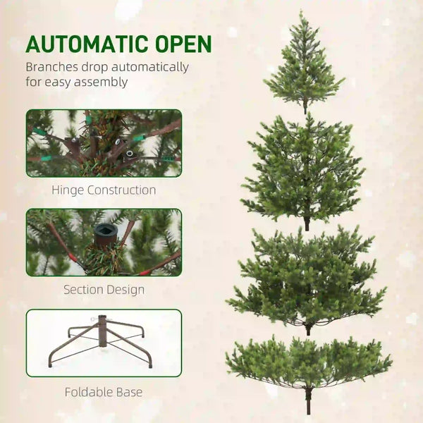 English Elm 7ft Sparse Artificial Cedar Tree with Pe Foliage Led Lights and Hinged Branch Design T3971P400959