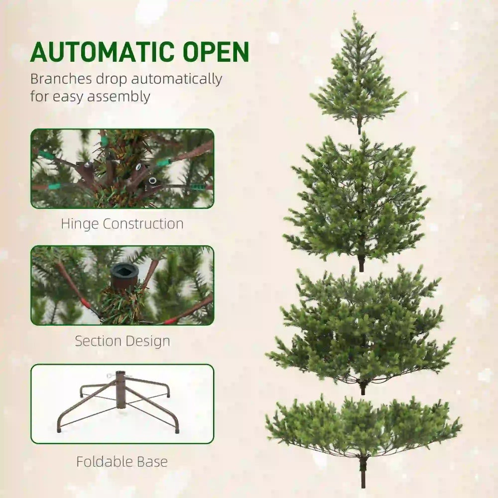 English Elm 9ft Sparse Artificial Cedar Christmas Tree with Pe Needles and Sturdy Steel Base T3971P400983