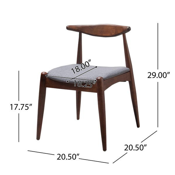 English Elm Christopher Knight Home® - Set Of 2 Vintage Rubberwood Dining Chairs With Ergonomic Backrest And Plush Light Gray Cushions N759P307032D