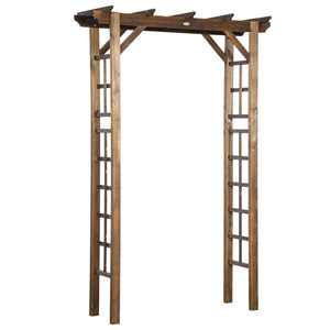 English Elm Outsunny Carbonized Fir Wood Garden Arbor Arch with Lattice Roof for Climbing Vines W2225P174431