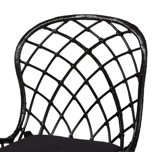 English Elm Modern Bohemian Rattan Woven Metal Dining Chairs Set of Two for Eclectic Spaces B2750P420430