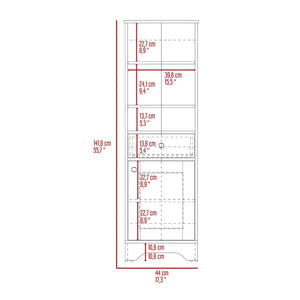 English Elm Linen compact storage cabinet with drawer and multiple shelves for bathroom or hallway organization Gray 55.11 L x 20.07 W x 5.51 H B097133111