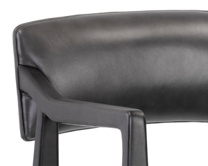 Sunpan KEAGAN Counter Stool - Elegant Mid-Century Design in Charcoal Leather for Your Dining Space Comfort Grey 110558