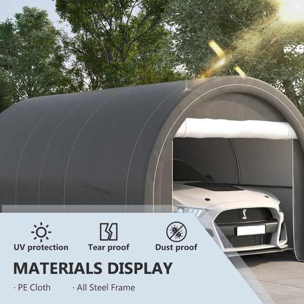 English Elm Outsunny 10x16 Portable Carport Steel Frame Pe Canopy Shelter for Vehicles Gear W2225P200867