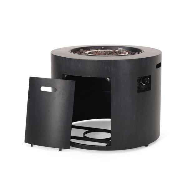 English Elm Circular Powder Coated Iron Propane Fire Pit 50000 Btu Outdoor Patio Gatherings N772P405046B