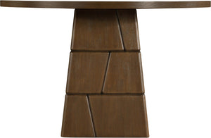 Meridian Furniture Tavio Round Pedestal Dining Table Art Deco Sculptural Base Seats Four for Stylish Rooms Brown Walnut 782Brown-T