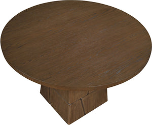 Meridian Furniture Tavio Round Pedestal Dining Table Art Deco Sculptural Base Seats Four for Stylish Rooms Brown Walnut 782Brown-T