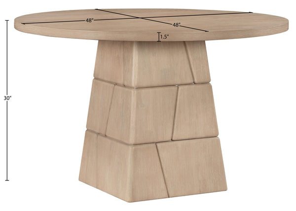 Meridian Furniture Tavio Round Pedestal Dining Table Art Deco Sculptural Base Seats Four for Stylish Rooms Natural 782Natural-T