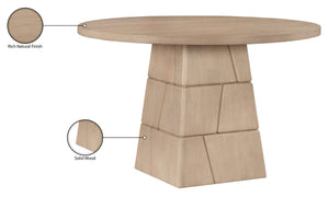 Meridian Furniture Tavio Round Pedestal Dining Table Art Deco Sculptural Base Seats Four for Stylish Rooms Natural 782Natural-T
