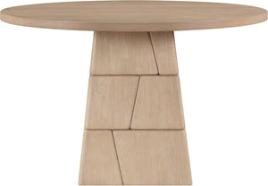 Meridian Furniture Tavio Round Pedestal Dining Table Art Deco Sculptural Base Seats Four for Stylish Rooms Natural 782Natural-T