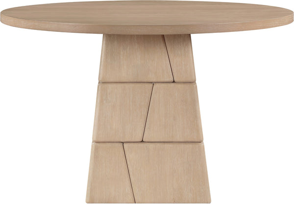Meridian Furniture Tavio Round Pedestal Dining Table Art Deco Sculptural Base Seats Four for Stylish Rooms Natural 782Natural-T