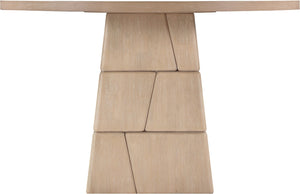 Meridian Furniture Tavio Round Pedestal Dining Table Art Deco Sculptural Base Seats Four for Stylish Rooms Natural 782Natural-T