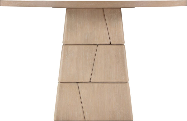 Meridian Furniture Tavio Round Pedestal Dining Table Art Deco Sculptural Base Seats Four for Stylish Rooms Natural 782Natural-T