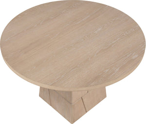 Meridian Furniture Tavio Round Pedestal Dining Table Art Deco Sculptural Base Seats Four for Stylish Rooms Natural 782Natural-T