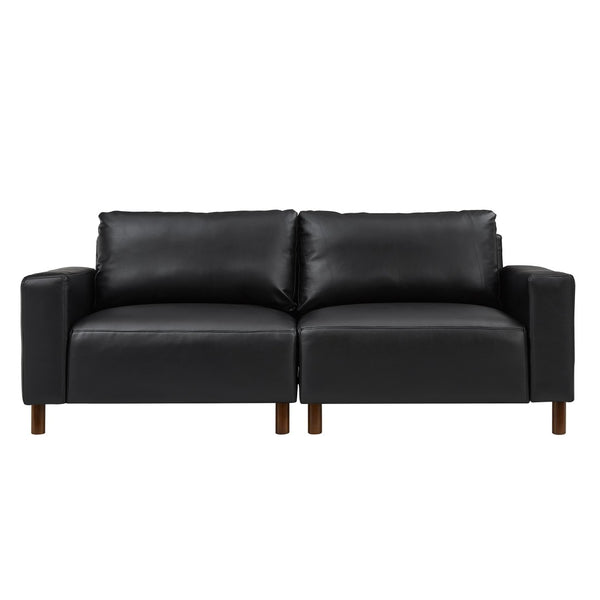 English Elm 78.5" Mid-century Faux Leather Loveseat with Solid Wood Legs for Living Room or Apartment Black W1097S00252