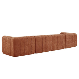 English Elm 145.5 Inch 4 Piece Modular Sectional Sofa Polyester Low Profile Living Room Couch Orange Multi N767P346281O