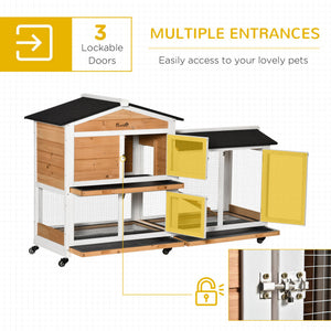 English Elm PawHut 63" 6-Tier Small Animal Habitat with Hammock, Heavy-Duty Steel Cage, Wheels & Removable Tray Natural Wood W2225P217663
