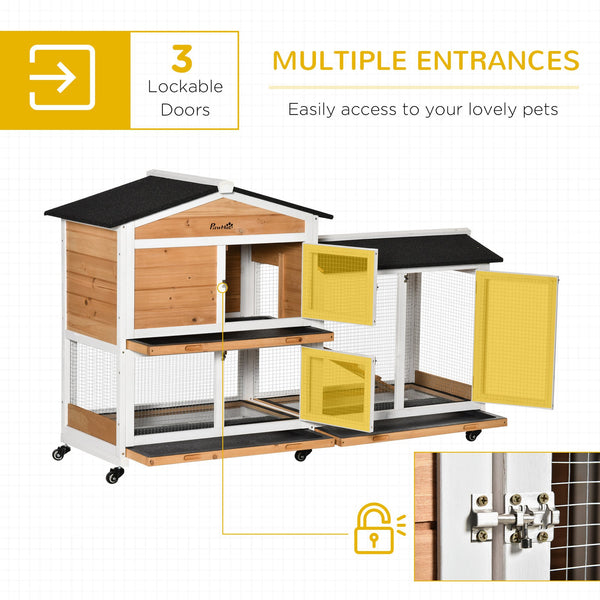 English Elm PawHut 63" 6-Tier Small Animal Habitat with Hammock, Heavy-Duty Steel Cage, Wheels & Removable Tray Natural Wood W2225P217663