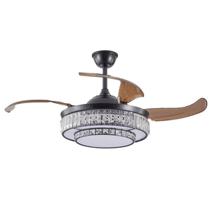 English Elm 48" Retractable Blade Crystal Led Ceiling Fan with Remote for Bedroom Dining Kitchen W2312P415980