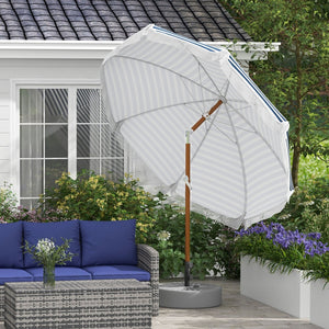 English Elm Outsunny 7 Ft Outdoor Patio Umbrella With Tilt & Vent, Stylish Blue Stripe Market Parasol For Shade W2225P200376-GIGA