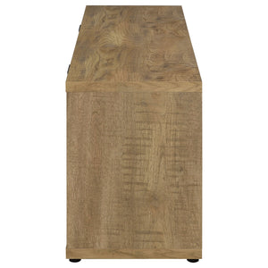 English Elm Noriega Farmhouse Mango 60" TV Stand with 4 Doors, Engineered Wood, Distressed Grain Texture B062P375543