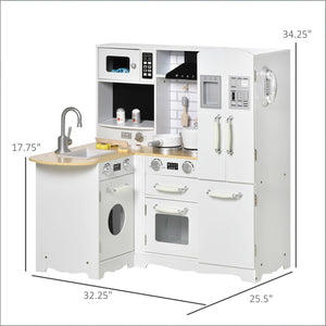 English Elm Large Kids Play Kitchen Set White Mdf with Fridge Microwave Sink Pretend Cooking T3971P440795