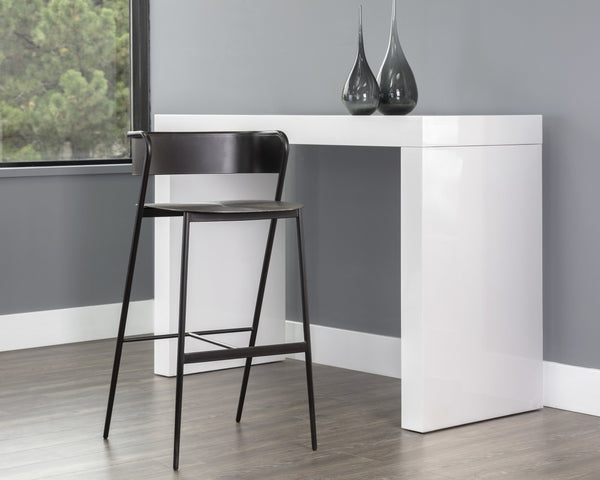 Sunpan Keanu Sleek Modern Barstool with Antique Brass Finish and Unique Starburst Design for Stylish Spaces Gunmetal