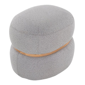 English Elm Contemporary Bouclé Upholstered Ottoman with Natural Wood Base for Living Room B202P223714