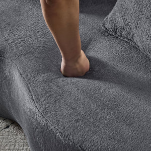 English Elm Queen Foldable Sofa Bed Plush Chenille Futon with High-Density Foam Convertible Sleeper Mattress Comfort Dark Gray W1829P280219