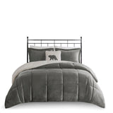 Woolrich Alton Lodge/Cabin Plush to Sherpa Down Alternative Comforter Set WR10-2888 Charcoal/Ivory