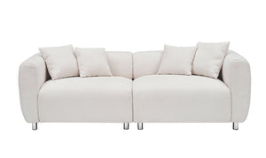 English Elm 89 Inch Sofa - Stylish 3-Seater Couch With Soft Teddy Velvet, Metal Legs & 4 Washable Pillows For Modern Living W1658S00149