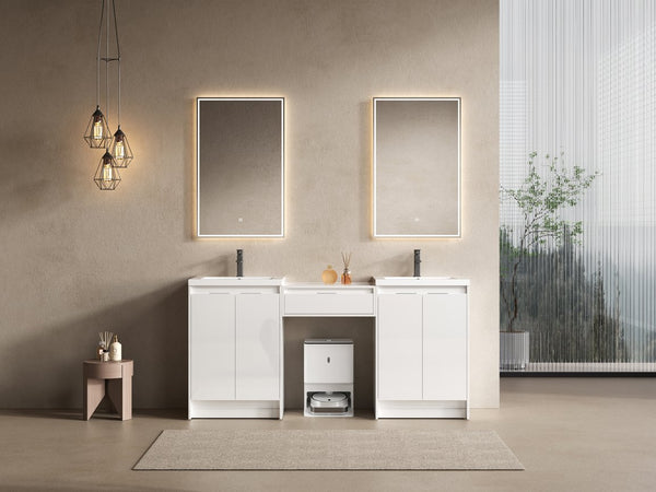English Elm 72" Freestanding Bathroom Vanity With Soft-Close Drawers, Resin Sink & Extra Storage For Elegance W999S00427
