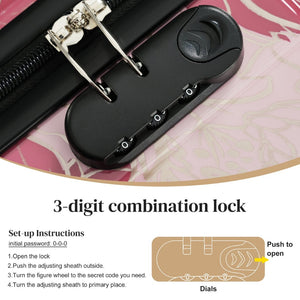 English Elm 6 Piece Hardshell Abs Travel Set with Spinner Wheels Combination Lock and Toiletry Bag Purple Pink Flower N732P391160E