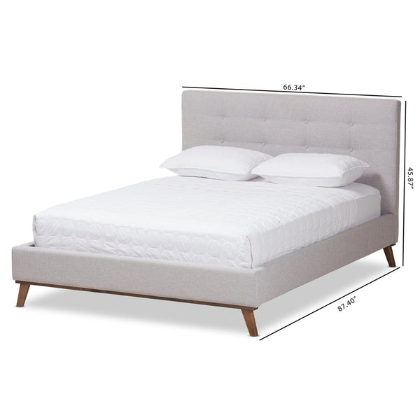 Baxton Studio Baxton Studio Valencia Mid-Century Modern Upholstered Platform Bed with Button-Tufted Headboard Full BBT6662-Greyish Beige-Full