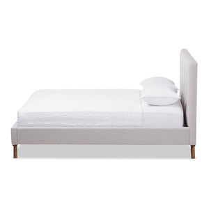 Baxton Studio Baxton Studio Valencia Mid-Century Modern Upholstered Platform Bed with Button-Tufted Headboard Full BBT6662-Greyish Beige-Full