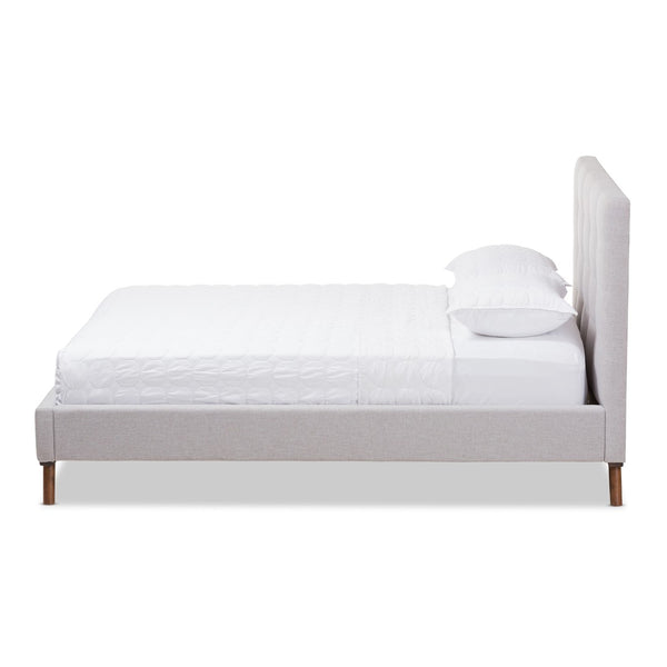 Baxton Studio Baxton Studio Valencia Mid-Century Modern Upholstered Platform Bed with Button-Tufted Headboard Full BBT6662-Greyish Beige-Full