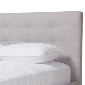 Baxton Studio Baxton Studio Valencia Mid-Century Modern Upholstered Platform Bed with Button-Tufted Headboard Full BBT6662-Greyish Beige-Full