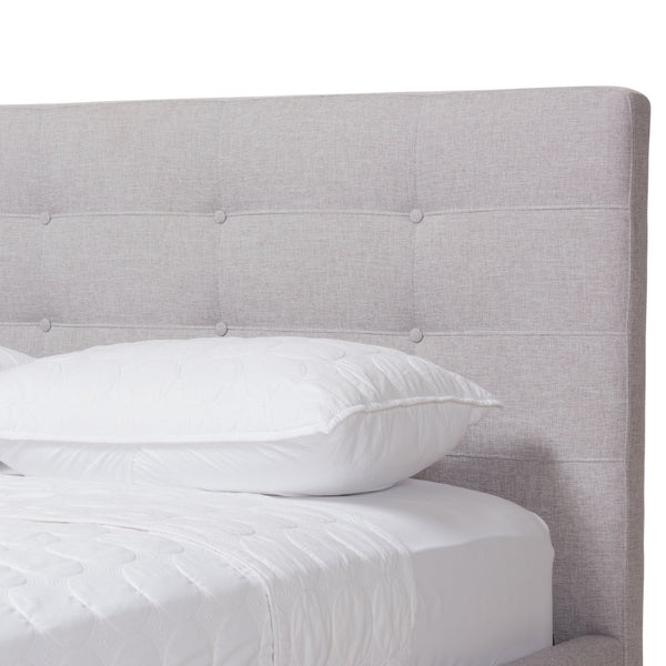 Baxton Studio Baxton Studio Valencia Mid-Century Modern Upholstered Platform Bed with Button-Tufted Headboard Full BBT6662-Greyish Beige-Full