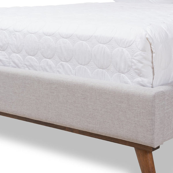 Baxton Studio Baxton Studio Valencia Mid-Century Modern Upholstered Platform Bed with Button-Tufted Headboard Full BBT6662-Greyish Beige-Full