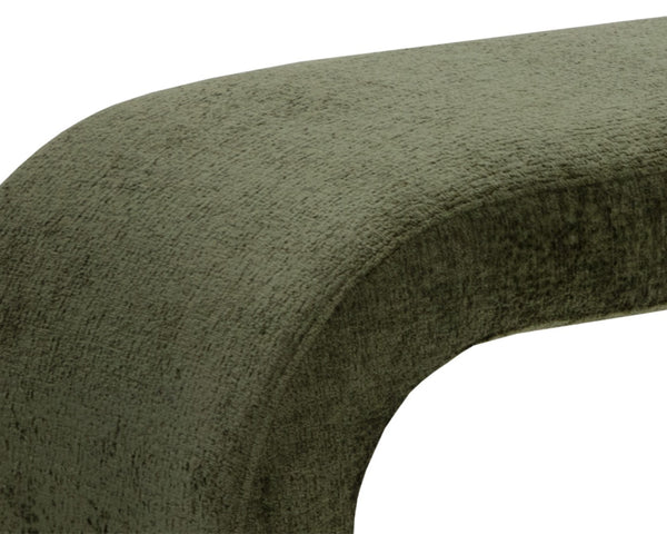 Sunpan NAHARA Bench - Stylish Arch-Shaped Seating in Bergen Olive for Modern Living Spaces and Entryways Green 112509
