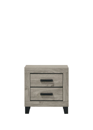 English Elm Mari Two Drawer Rubberwood Nightstand in Light Gray for Modern Bedroom Storage B2756P493479