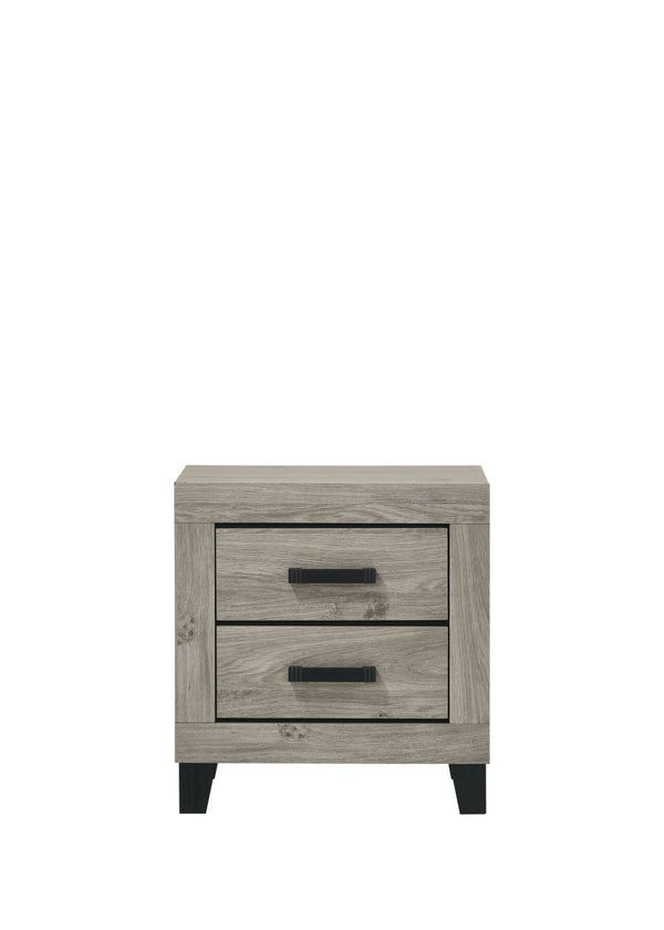 English Elm Mari Two Drawer Rubberwood Nightstand in Light Gray for Modern Bedroom Storage B2756P493479