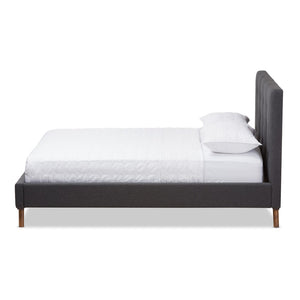 Baxton Studio Baxton Studio Valencia Mid-Century Dark Grey Upholstered Platform Bed with Stylish Design and Comfort Queen BBT6662-Dark Grey-Queen