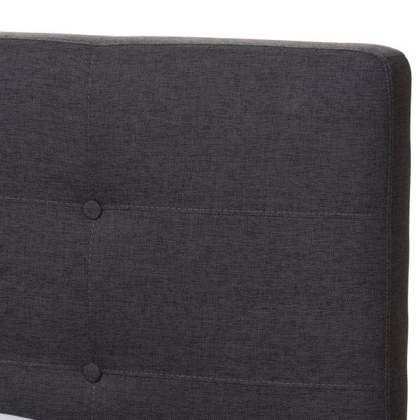 Baxton Studio Baxton Studio Valencia Mid-Century Dark Grey Upholstered Platform Bed with Stylish Design and Comfort Queen BBT6662-Dark Grey-Queen