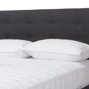 Baxton Studio Baxton Studio Valencia Mid-Century Dark Grey Upholstered Platform Bed with Stylish Design and Comfort Queen BBT6662-Dark Grey-Queen