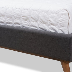 Baxton Studio Baxton Studio Valencia Mid-Century Dark Grey Upholstered Platform Bed with Stylish Design and Comfort Queen BBT6662-Dark Grey-Queen