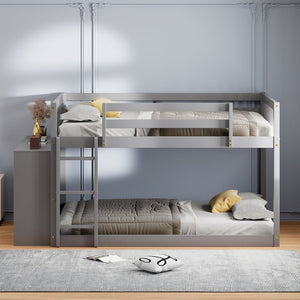 English Elm Full Over Bunk Bed with Four Drawers Three Shelves Pine and Mdf Kids Frame Gray LT000267AAE-1