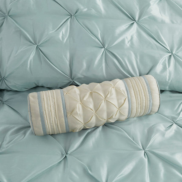 JLA Home Madison Park - 7 Piece Tufted Comforter Set Laurel Seafoam – Tufted Texture, Pieced Panels, Durable Polyester Finish MP10-641